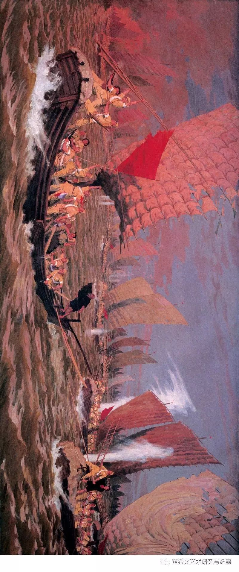 百万雄师下江南(百万雄师渡长江,百万雄师过大江 布面油画 200×466